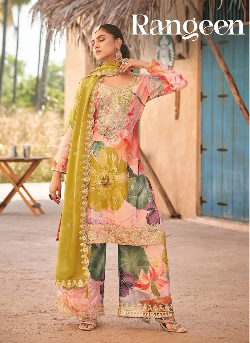 Rangeen By Radha Trendz Chinon Readymade Suits Orders In India Catalog